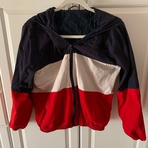 Brandy Melville Cotton Zip Up Jacket Red White & Blue